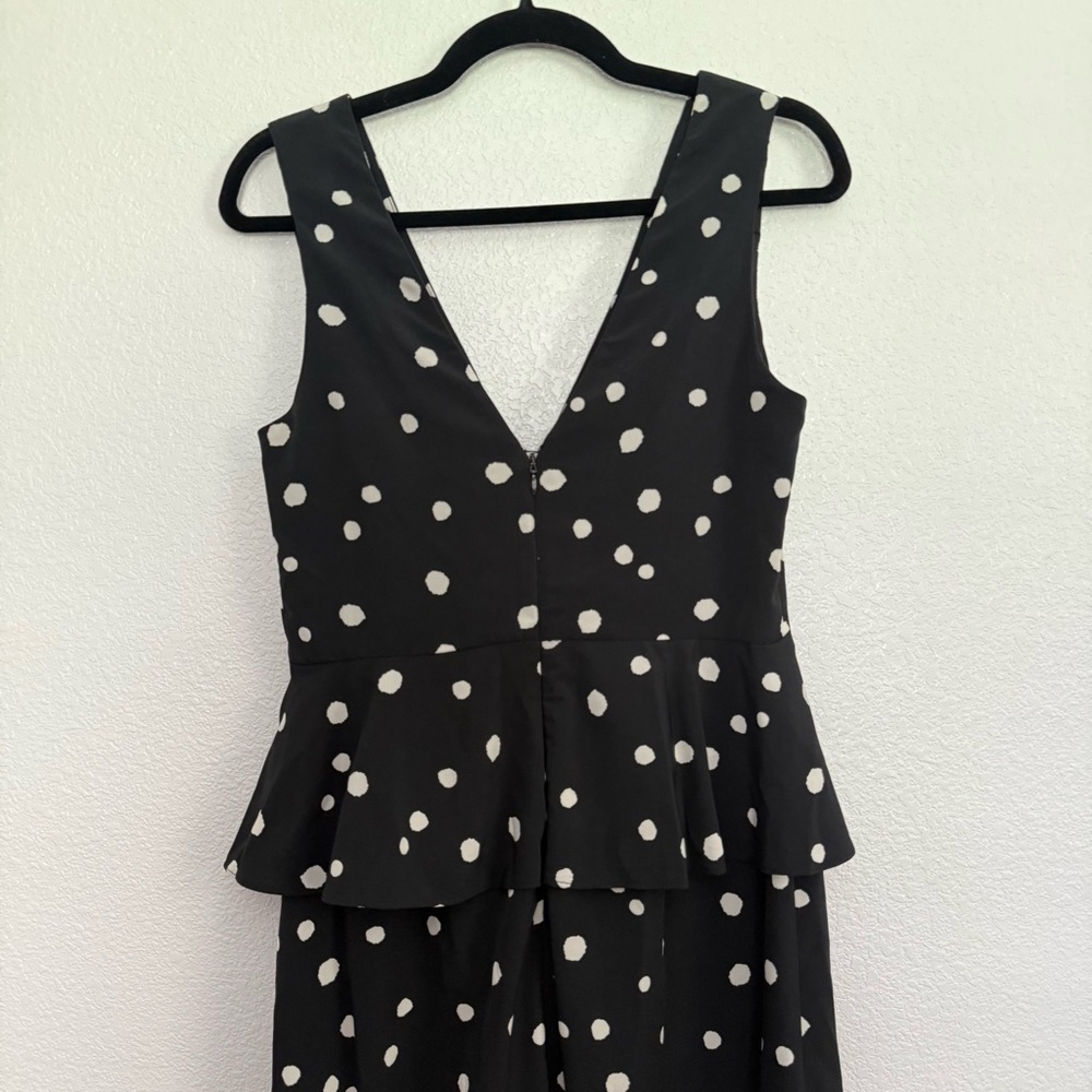 Topshop Spot Peplum Cut Out Midi Dress Black White 6 - Picture 7 of 9